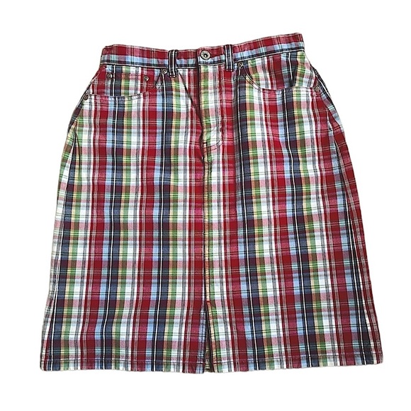 Eddie Bauer Dresses & Skirts - Like New- Eddie Bauer Red Plaid 5-pocket Mini Skirt, 100% Cotton, size Petite 4